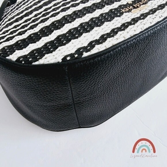 Kate Spade Cobble Hill Mylie Pebbled Leather Straw Rattan Hobo Shoulder Bag - Picture 10 of 16